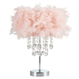 Grabowicz Modern Chandelier Style Feather Table Lamp with Waterfall Acrylic Droplets