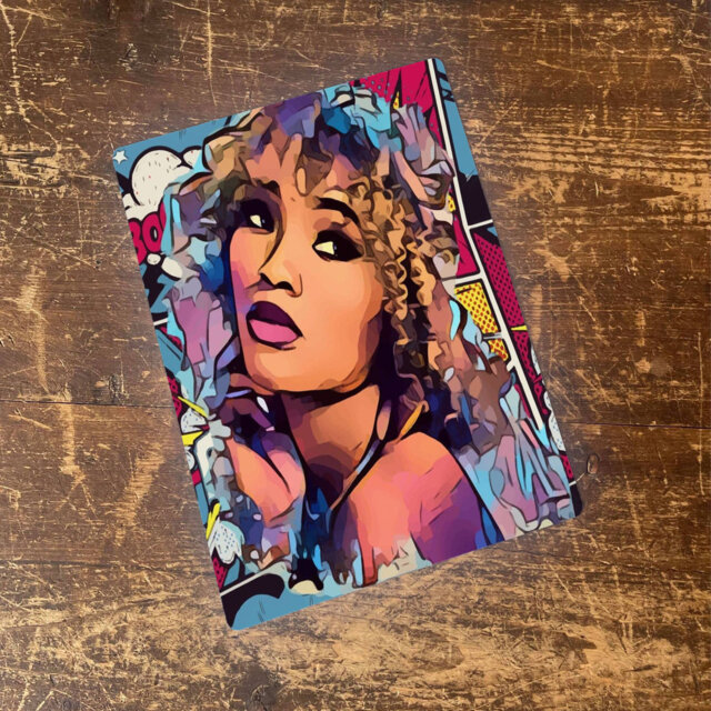Pop Art Comic Style Face Metal Pop Art Wall Décor