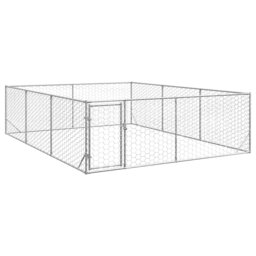 Vidaxl Outdoor Dog Kennel With Door  Galvanised Steel