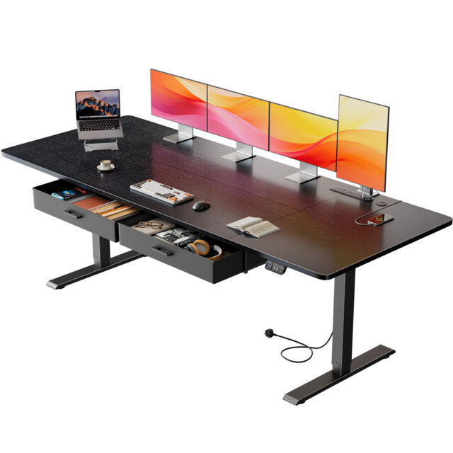Adjustable Metal Base Standing Desk with Power Outlet