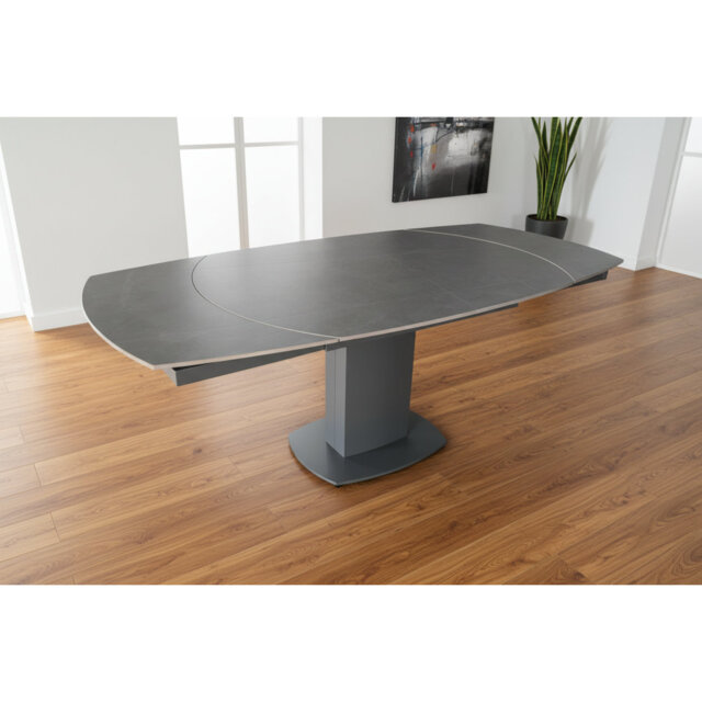 Boulemane Extendable Stone Top Metal Base Dining Table