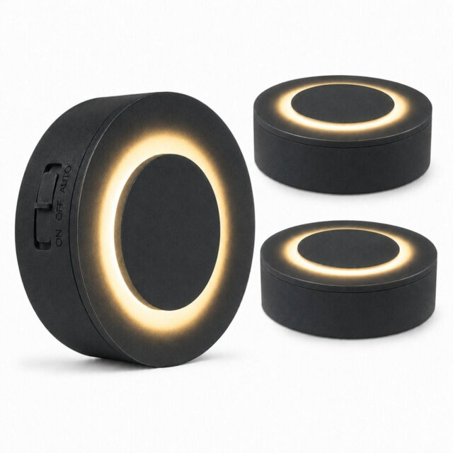 Auraglow Halo PIR Sensor Light Black - 3 Pack