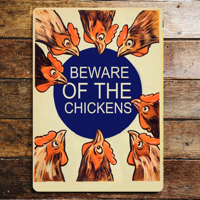 Beware of the Chickens Metal Travel Wall DÃ©cor