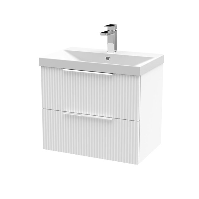 Fluted 610mm Single Bathroom Vanity with Drop In Vitreous China Basin