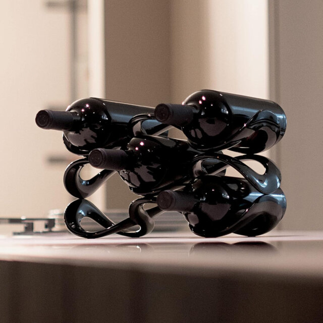 ?Single Wine Bottle Rack, Black, For Kitchen, Pantry, Cellar, Bar, 16Cm X 18Cm