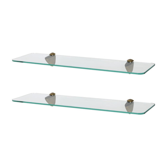 Harbour Housewares - Rounded Floating Glass Shelves with Metallic Brackets