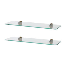 Harbour Housewares - Rounded Floating Glass Shelves with Metallic Brackets
