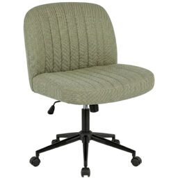 Wide Seat Cross Legged Office Chair,Armless Office Chairs with Wheels, Adjustable Height&Titlt Vanity Chairs Swivel Desk Chair,Ergonomic Mid Back Comp