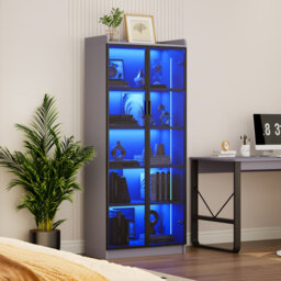 5-Tier Display Cabinet with 3 Color Led Lights and Human Sensor Function