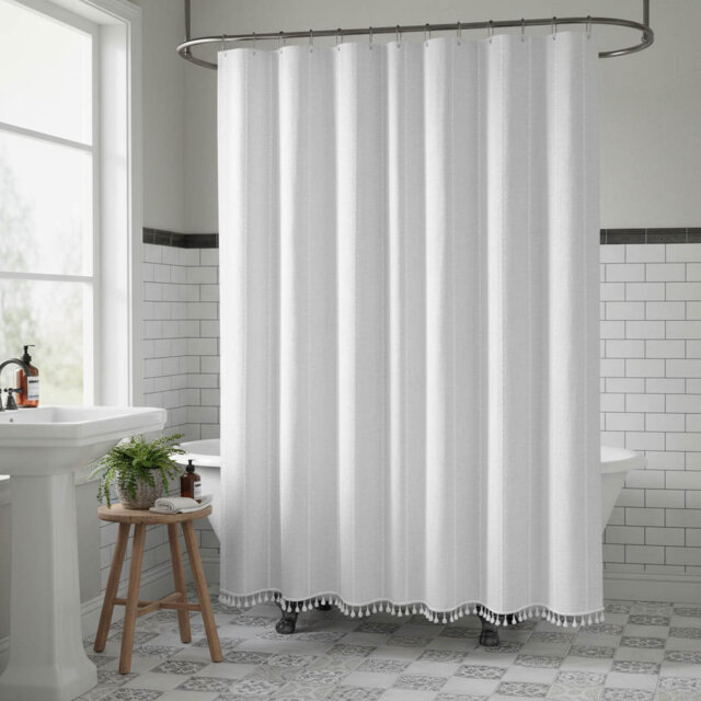 Boho Farmhouse Tassel Shower Curtain