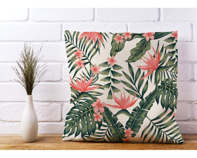 Tufnell Tropical Leaves Floral Scatter Cushion with Filling