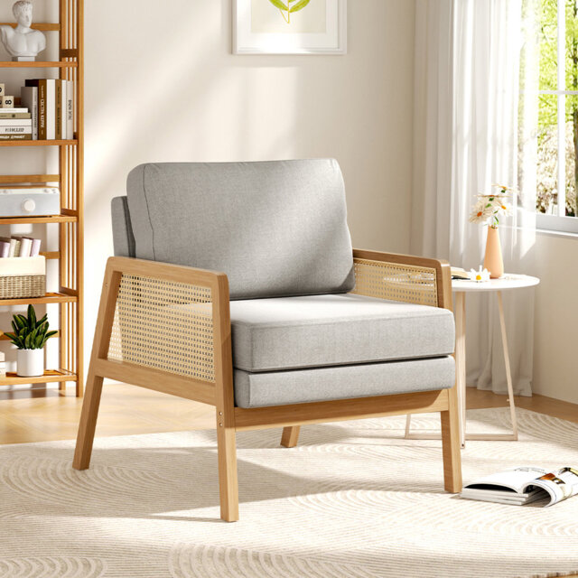 Wood Frame Upholstered Armchair Accent Chair