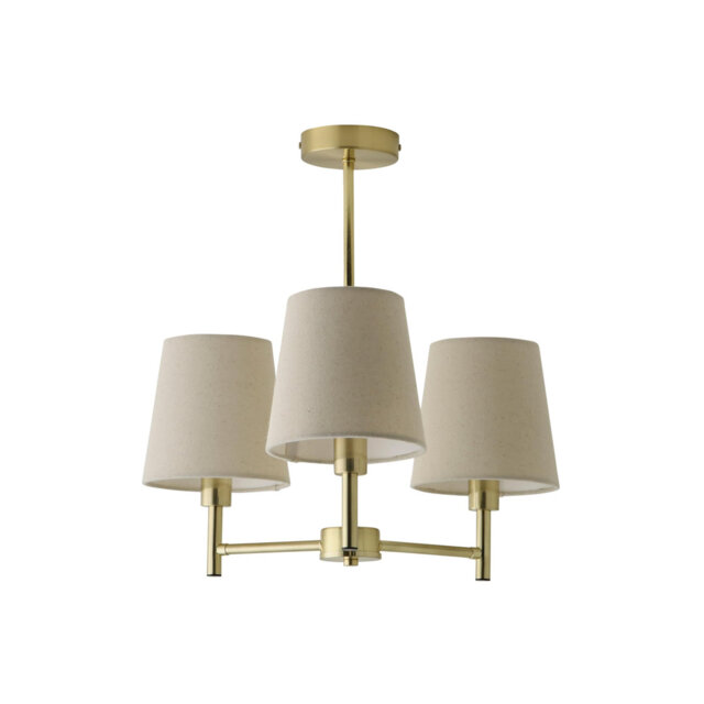 Alexaner 3 Arm Brushed Gold Tapered Shade Chandelier Style Ceiling Light