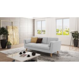 Sofa 3 Seater with Wooden Legs In Scandinavian Style