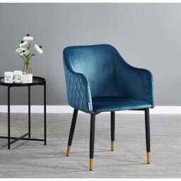 Holdenville Modern Velvet Dining Chair - Ergonomic Button Back with Metal Legs - Armchair for Living Room Dining Room Restaurants