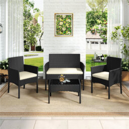 Colour Outdoor All Weather Wicker 4 - Person Seating Group with Cushions