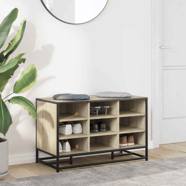 Shoe Bench Sonoma 84X40x53.5 Cm Engineered Wood And Metal