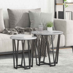 Side Table Set 2 Pcs Old Wood And Black 50 X 50 X 50.5 Cm
