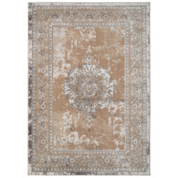 Beige Distressed Traditional Medallion Rug