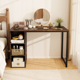 115 X 59 Cm Computer Desk Modern Home Office Desk With Storage Shelves-Natural