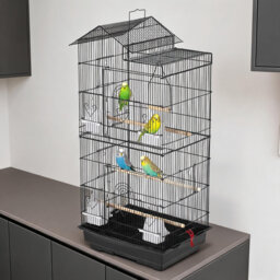 50x36x100cm Black Metal Bird Cage for Budgie Canary Parakeet Cockatiel Finch Lovebird Cages Black