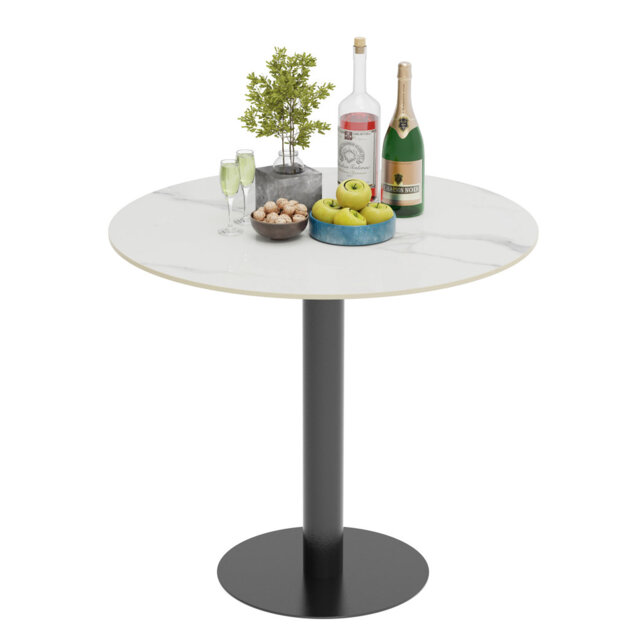 Whitnash Round Marble Top Metal Base Dining Table