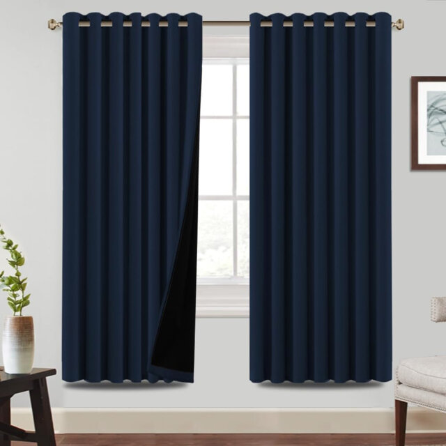 2Pcs 100% Blackout Eyelet Curtains, Thermal Light & Heat Blocking, 90×72 Inch