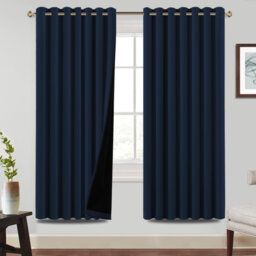 2Pcs 100% Blackout Eyelet Curtains, Thermal Light & Heat Blocking, 90×72 Inch