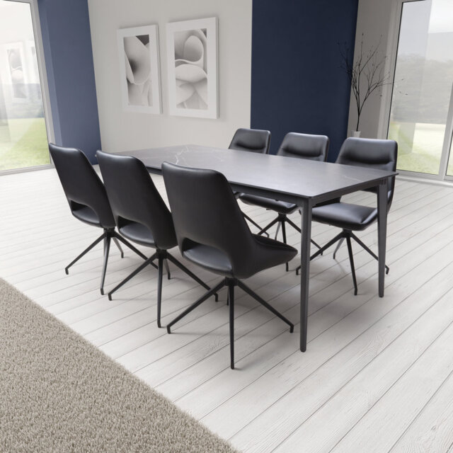 Buisan Stone Top Metal Base Dining Table