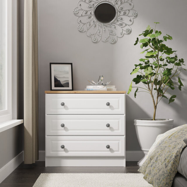Norfolk 3 Drawer Chest in Dusk Grey & Bardolino Oak (Ready Assembled)