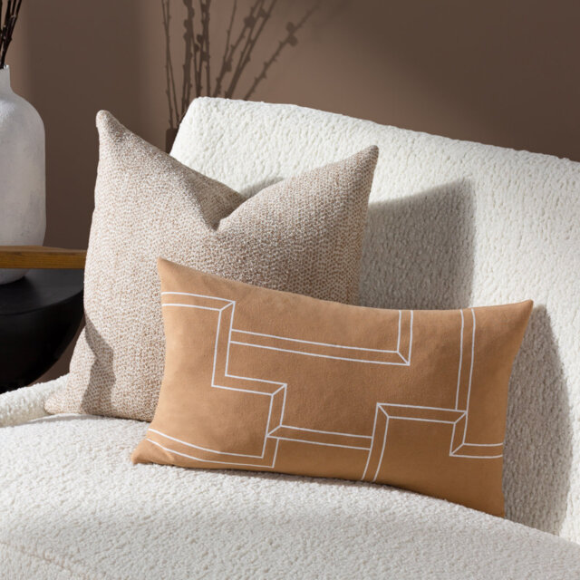 Sirna Geometric Brown Rectangular Cushion