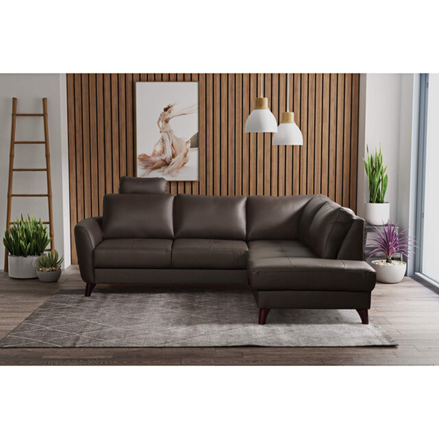 Migues Leather Corner Sofa with Sleeping Function and Storage
