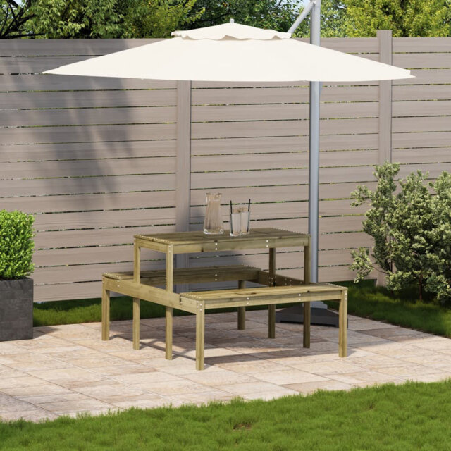 Coshocton Rectangular Solid Wood Outdoor Picnic Table - 110 cm W 134 cm D