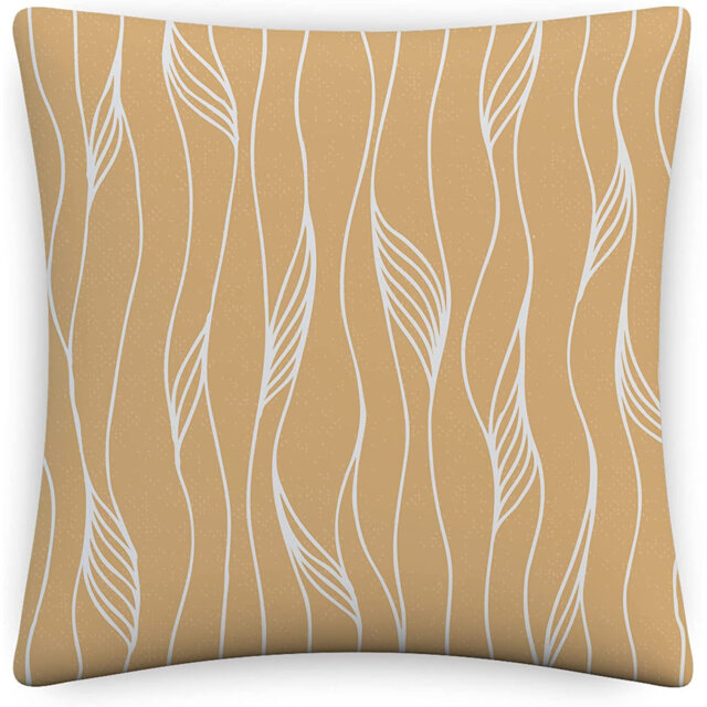 Indoor / Outdoor Damask Yellow Square Cushion Cover