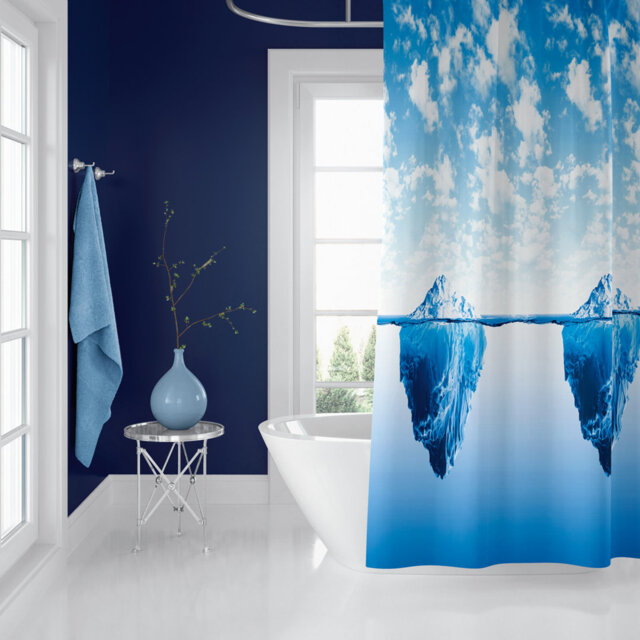 Iceberg Extra Long Fabric Shower Curtains, 180 Wide By 200Cm Drop