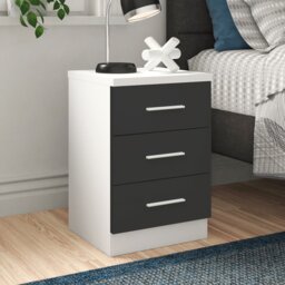 Eva High Gloss 3 Drawer Bedside Table - H: 59.5cm x D: 38cm x W: 39.5cm