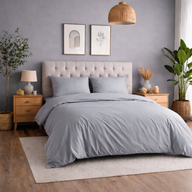 Complete Plain Bedding Set - Duvet Cover, Deep Fitted Sheet & Pillowcases