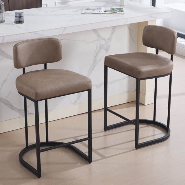 Bar Stools PU Leather Modern Industrial Counter Stool with Metal Frame for Home Bar Pub Restaurant