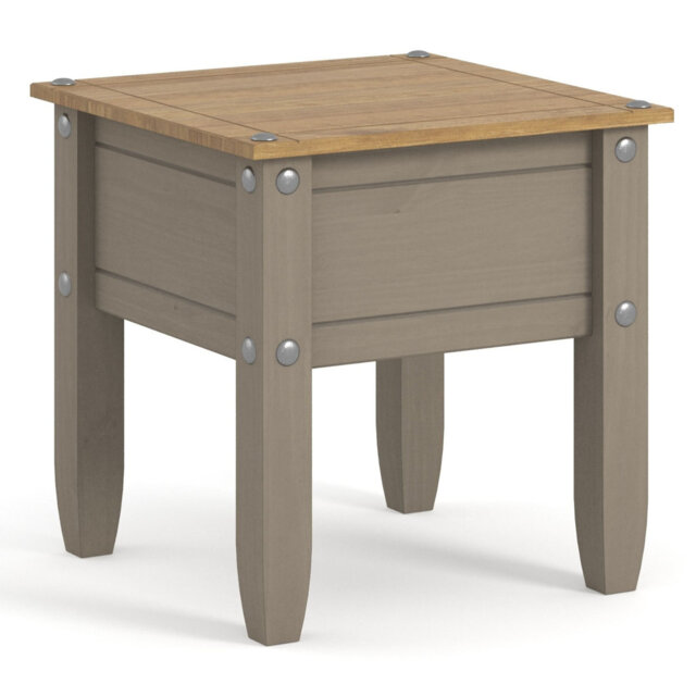 Hughestown Side Lamp Table, Solid Pine, Wax Finish, Corona design