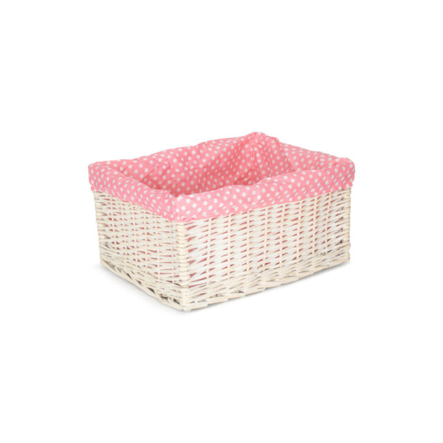 Spotty Lined Storage Wicker Basket