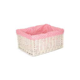 Spotty Lined Storage Wicker Basket