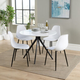 Aspen 5-Piece Casual Dining Set - Spacious Round Table & 4 Curved Plastic Chairs