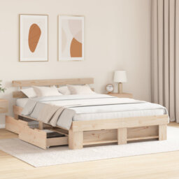 Bed Frame with Headboard Solid Pine Wood