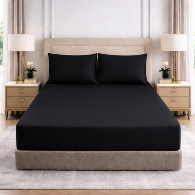 25cm Deep Pocket Fitted Sheet - Soft Microfiber Elasticated Bed Sheet Bottom