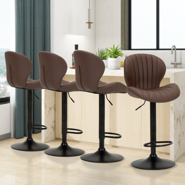 Height Adjustable Swivel Faux Leather Bar Stool/Counter Chair with Metal Frame