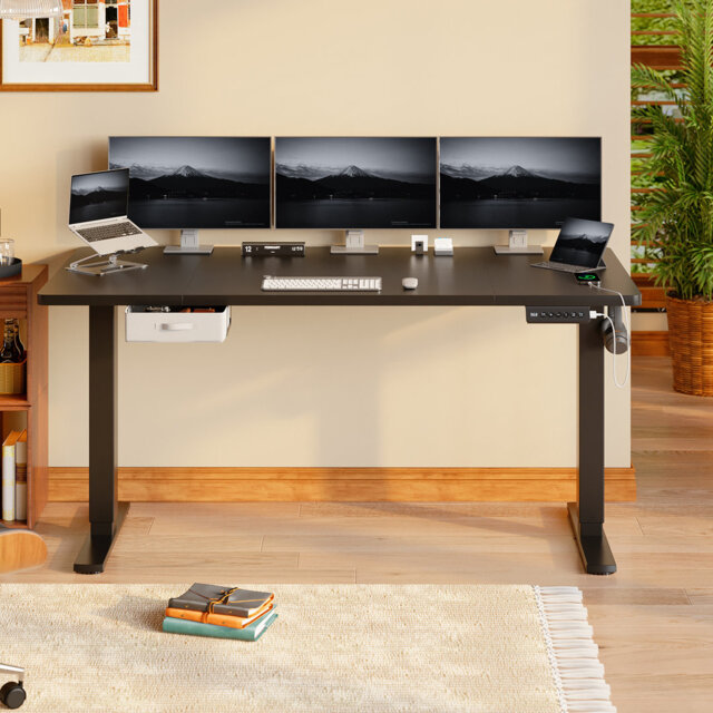 Electric Standing Desk Wide Desktop Height Adjustable Standing Desk With Drawer&Hooks