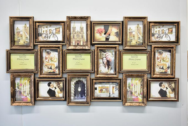 X Large 18 Photos Multi Picture Wall Frame 6X4 Photo Multi Photo Frame 18-Aperture Wall Hanging Memories Decoration Gold Rustic