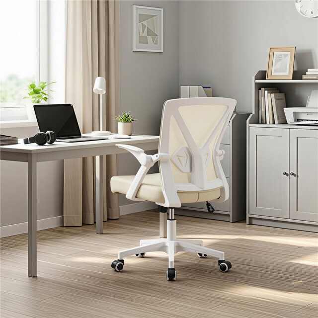 Mesh Desk Chair with Flip-up Armrest