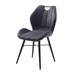 38cm H Microfiber / Microsuede Upholstered Metal Upholstered Back Side Chair in Grey