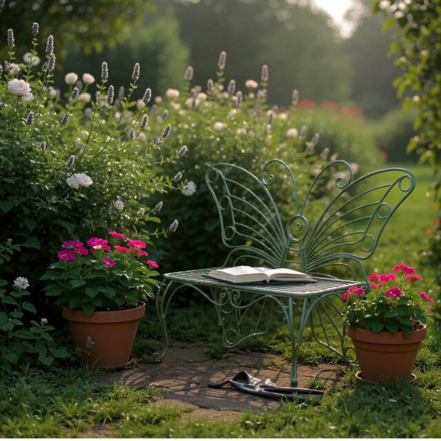 Butterfly Metal Garden Bench